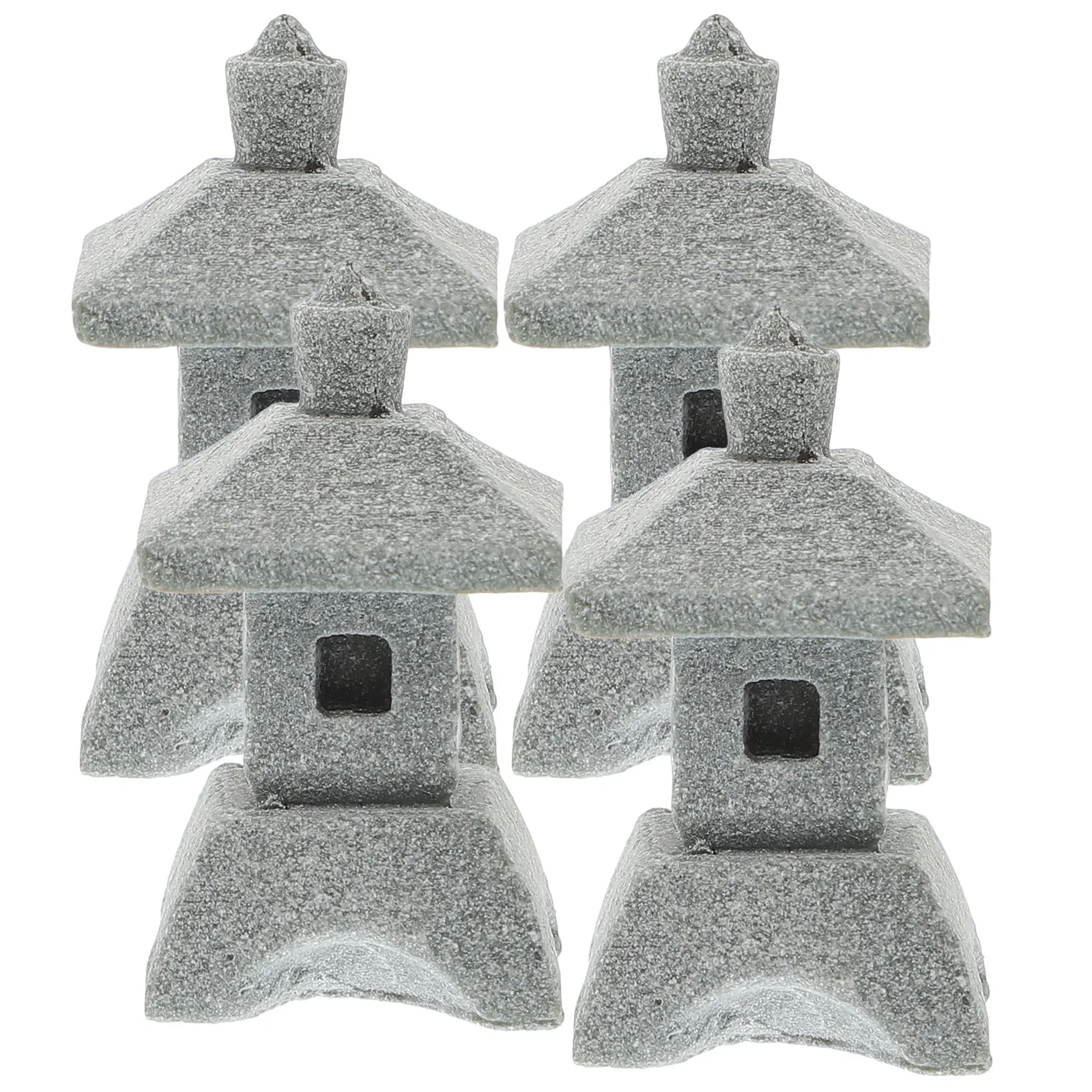 

4pcs Sandstone Miniature Pagodas Micro Landscape Ornament Garden Bonsai Yard Decor for Moss Succulent Plants Miniature House