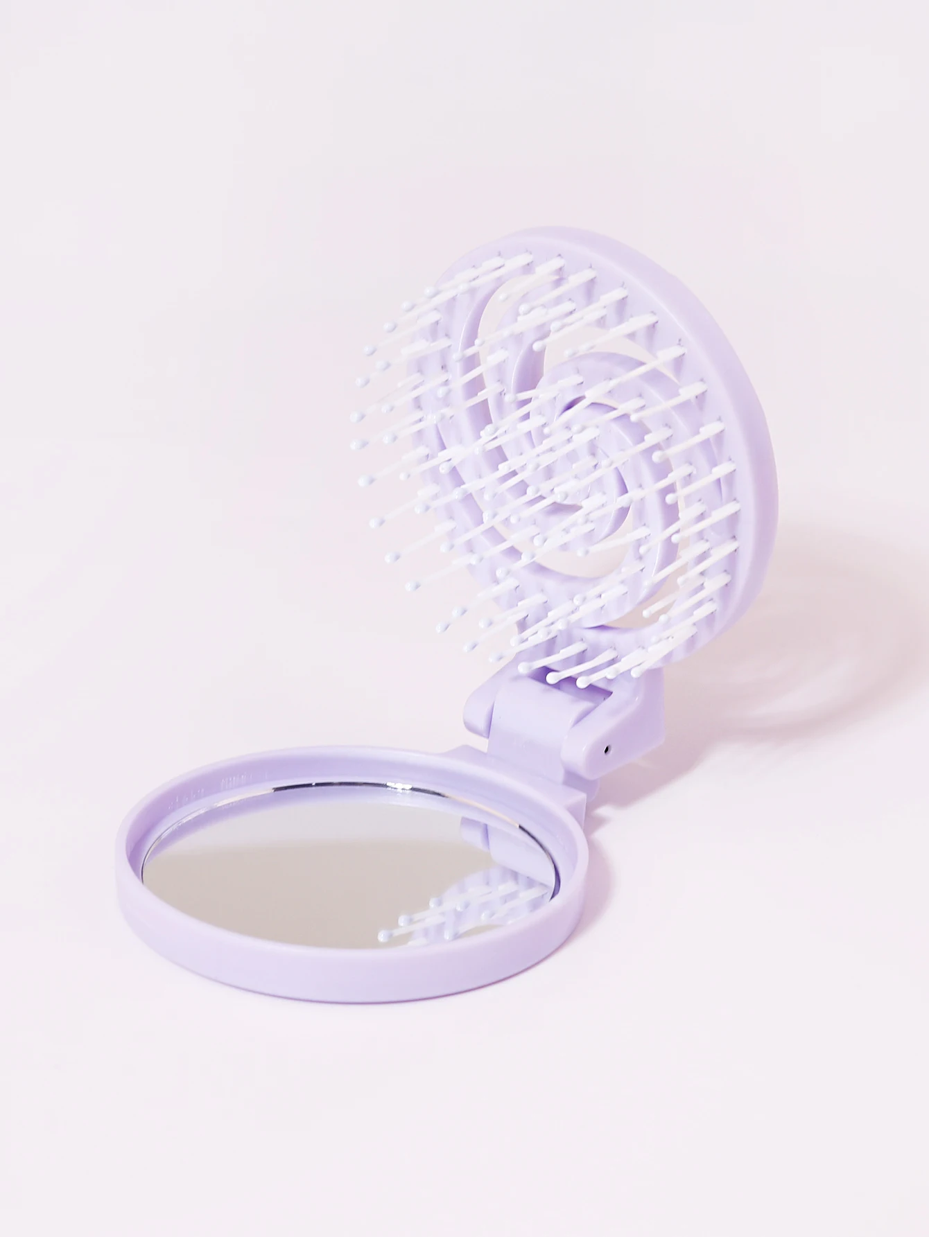 1PCS foldable travel hair brush with mirror, circular hollow portable foldable pocket hair brush