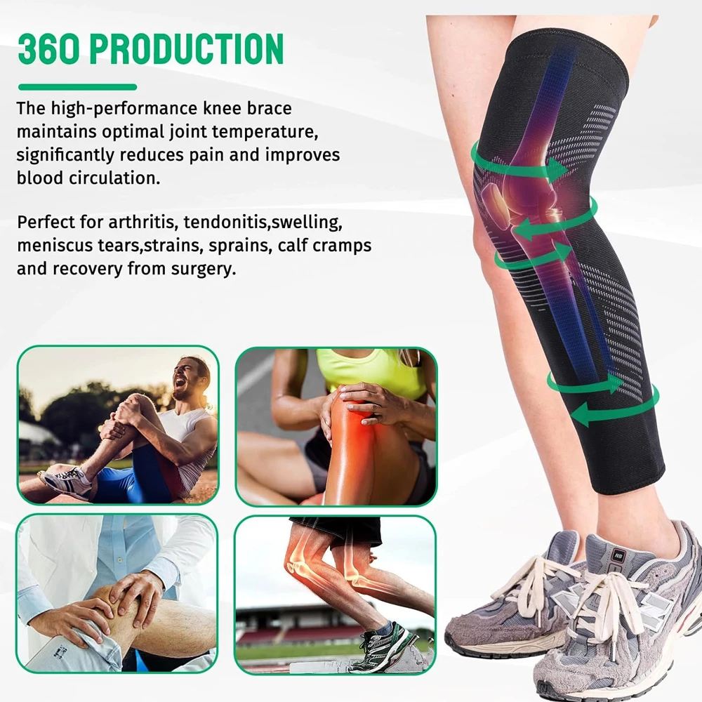 1/2PCS Copper Compression Leg Sleeves, Long Knee Leg Sleeves for Men Women Knee Pain Relief, Swelling, Arthritis, Runner, Sports