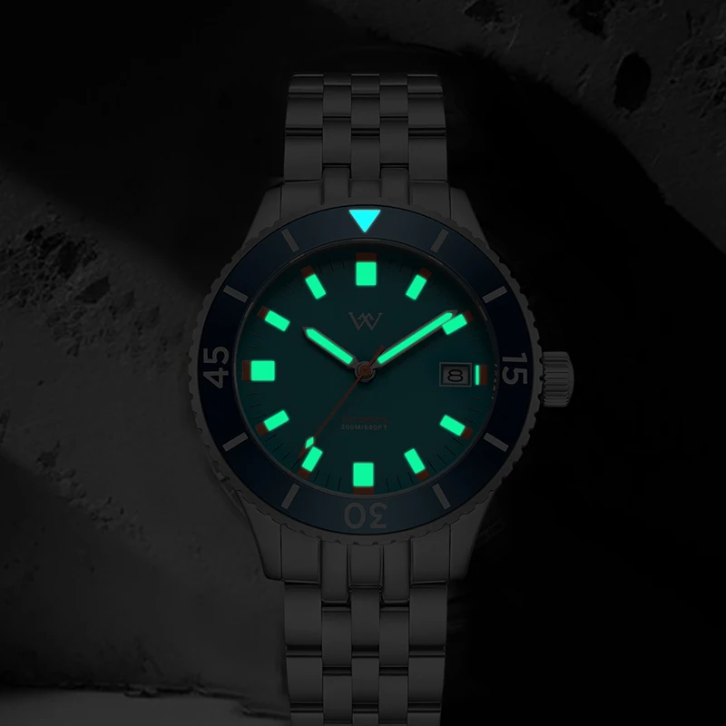 WM Watch Automatic Mechanical Watches Men Sapphire Ceramic Bezel NH35 AR Coated 200M Water Resistant Welly Merck Watch WM203