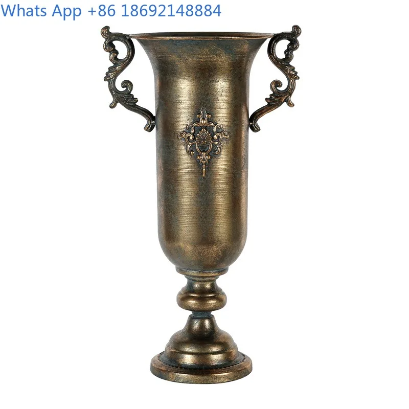 Silver Iron Art Metal Flower Vase for Flower Arrangement, Hotel Restaurant Living Room Banquet Wedding Decor