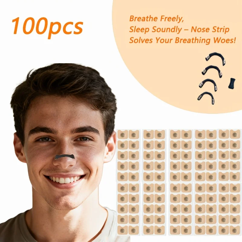 

100Pcs Concave Nasal Patches +4 Black Clips +1 Remover, Unisex Physical Nasal Dilator Set
