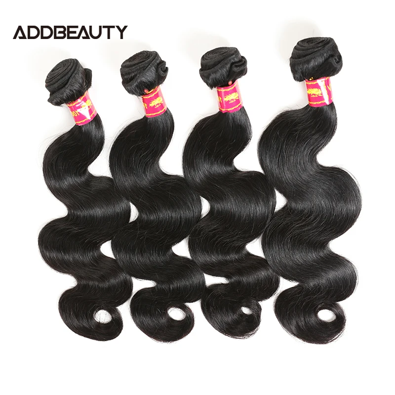 Addbeauty Raw Virgin Hair Body Wave Unproccessed One Donor Hair Brazilian Human Virgin Hair Bundle Double Drawn Natural Color