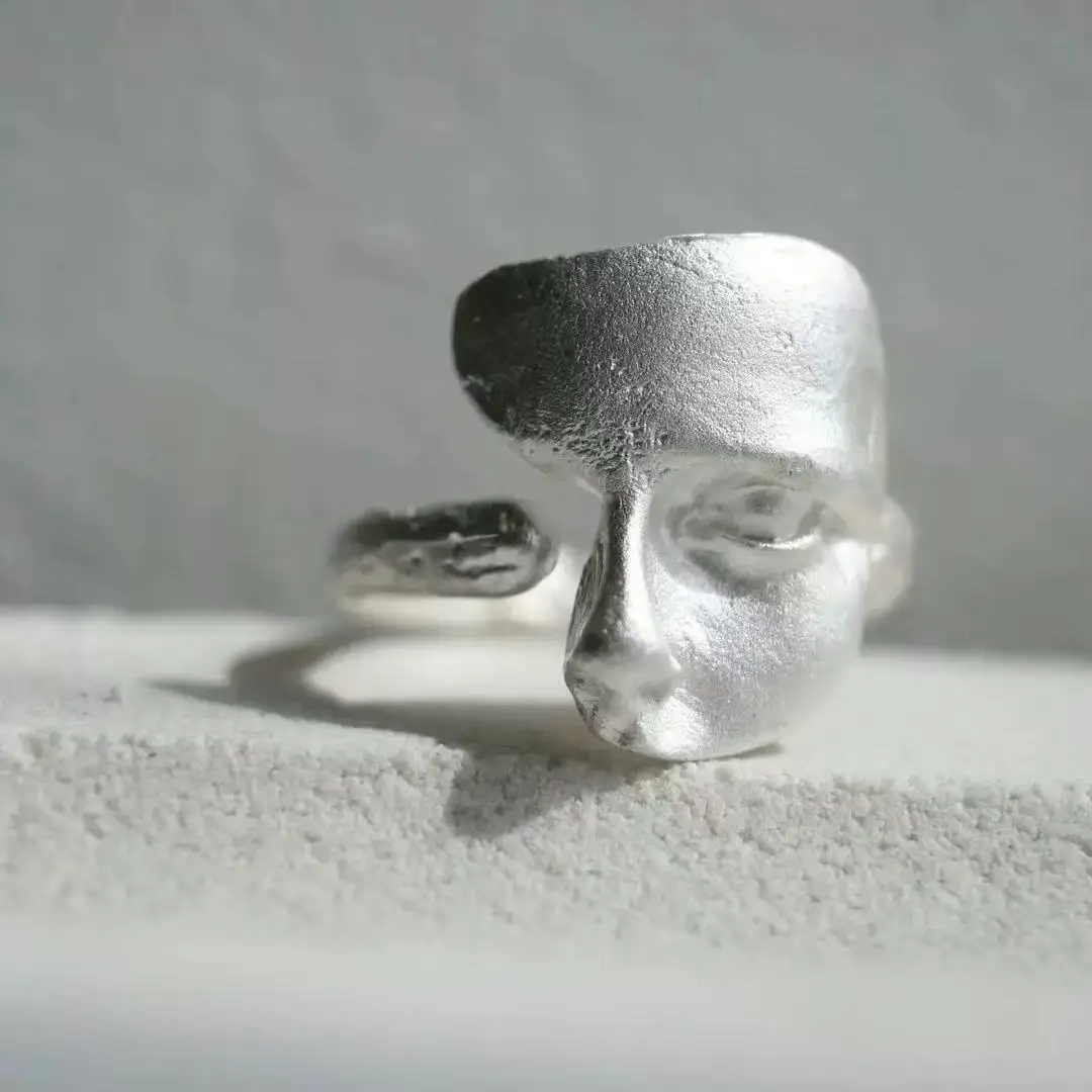 PANJBJ Echt 925 Sterling Silber Retro Runde Ring Für 2 Rigns Frauen Kette Vintage Edlen Schmuck Minimalistischen Zubehör Geschenk