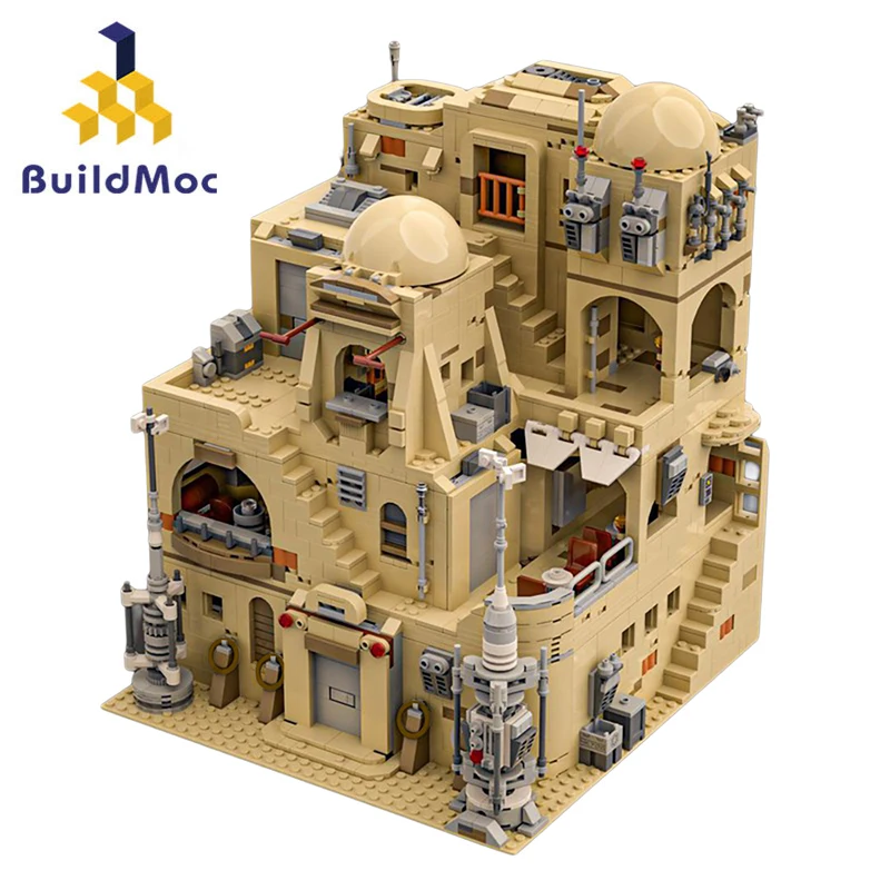 

BuildMOC Space War Modular Mos Eisley Cantina Building Block Set Movie Scene Architecture Model Toys Film Fans Gifts 2478 PCS