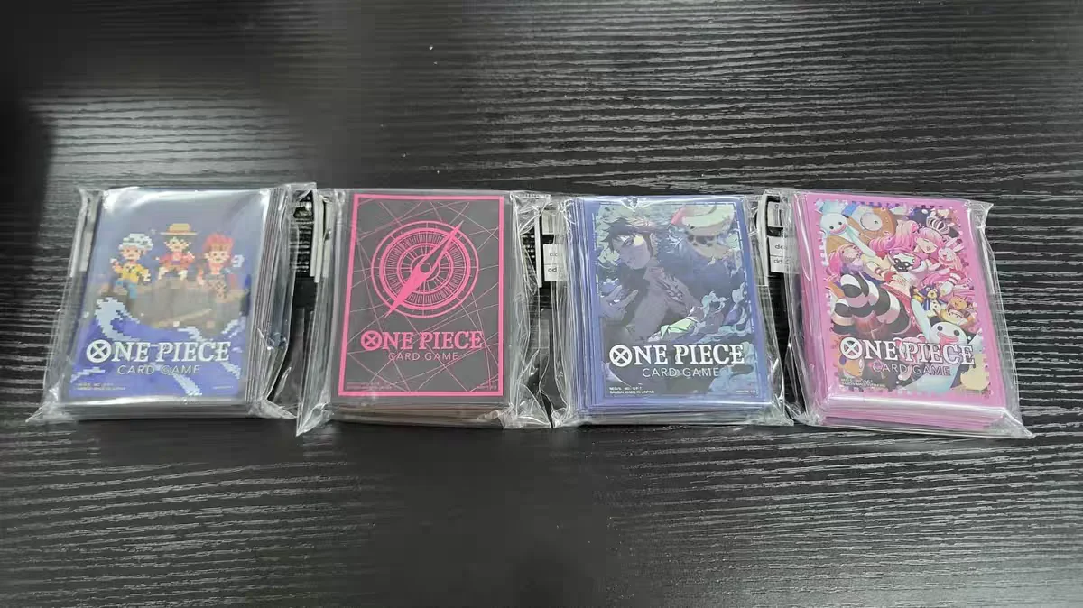 Bandai Genuine Anime One Piece Card Sleeves Three Captain Kid Law Perona Nami Luffy Figures PTCG Trading Cards Protector Case