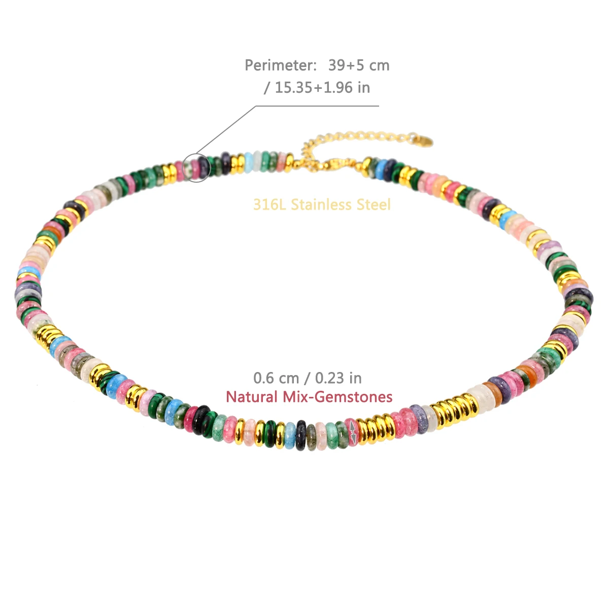 Colorful Natural Stone Beaded Necklace Bohemian Women\'s Fashionable Sweet And Personalized Handmade Jewelry Festvial Party Gift