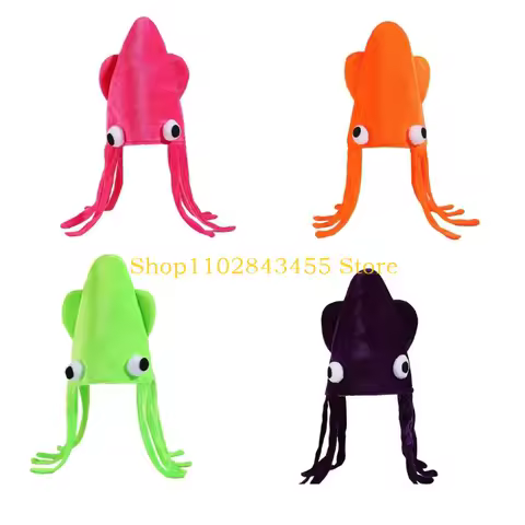 49MC Cuttlefish Headgear Hat Funny Holiday Head Decoration For Festival Event and Stage Performances Halloween Headpiece