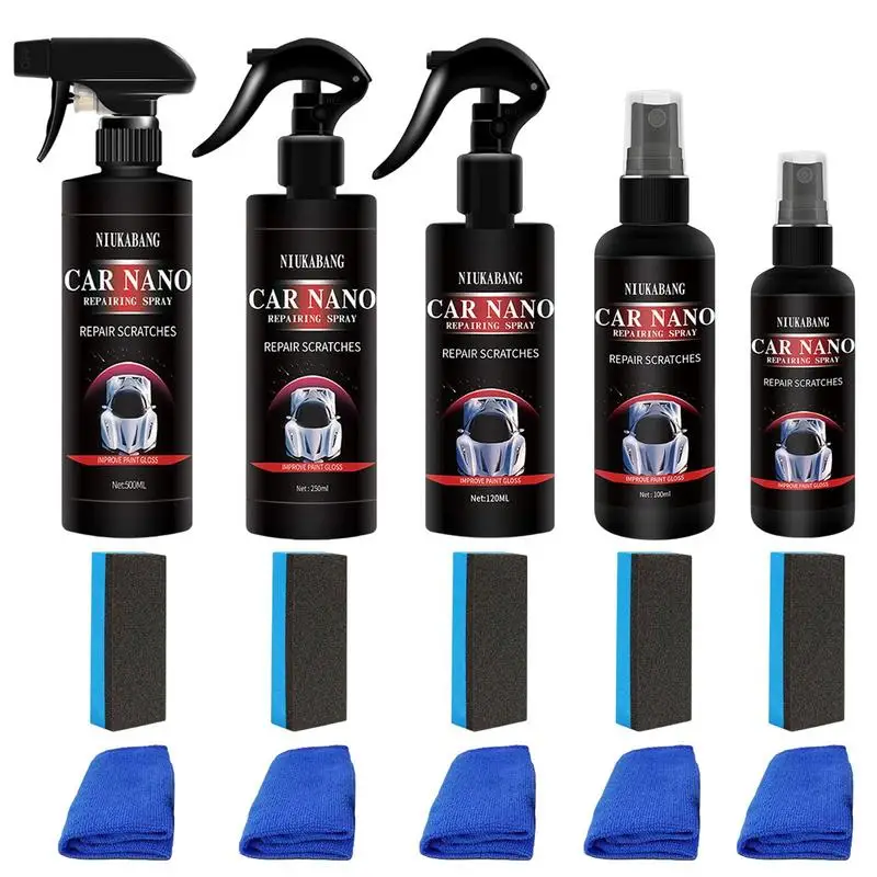 50/100/120/250/500ml Car Spray Scratch Repair Car Coating Spray High Gloss Hydrophobic Car Nano Spray Anti Scratch Sponge Towel