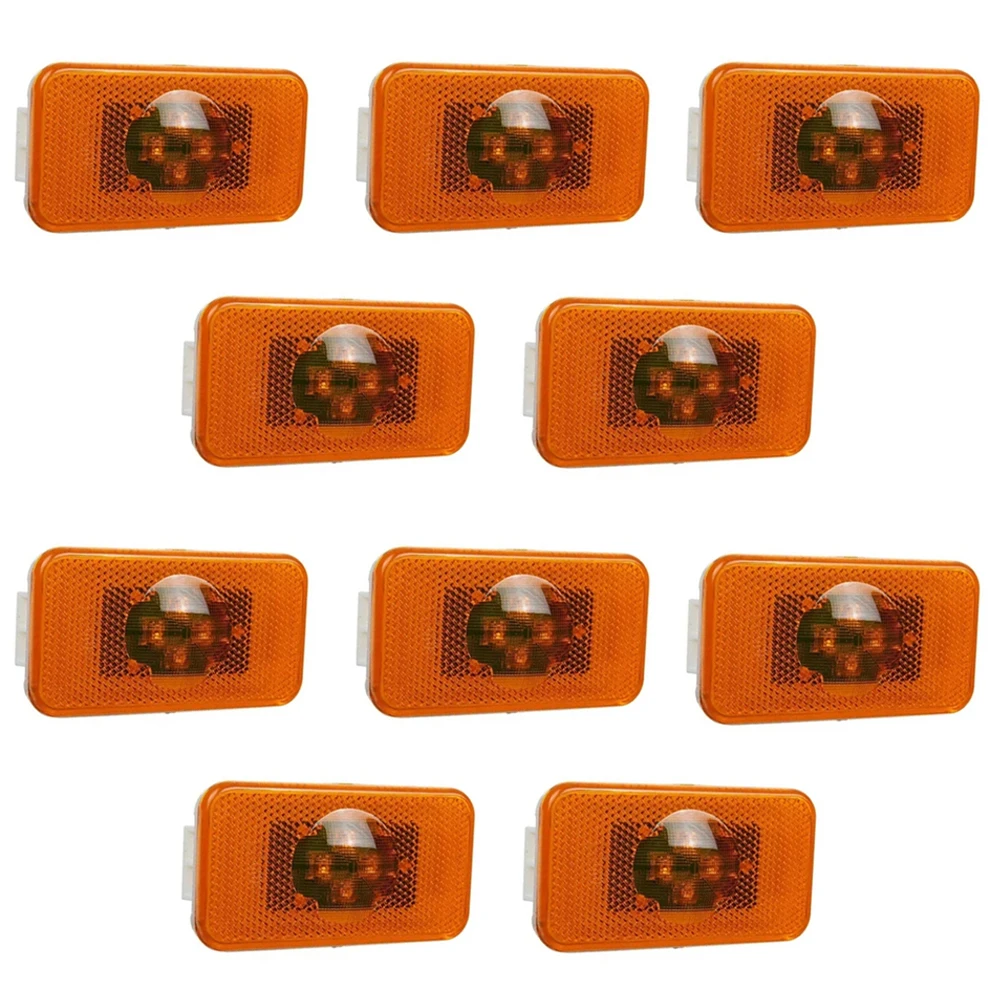 

10pcs 24V 4 LED Side Marker Light Lamp Indicator Amber Yellow For Volvo Truck FM FH FM12 FH12 FH16 FMX500 Car Accessories