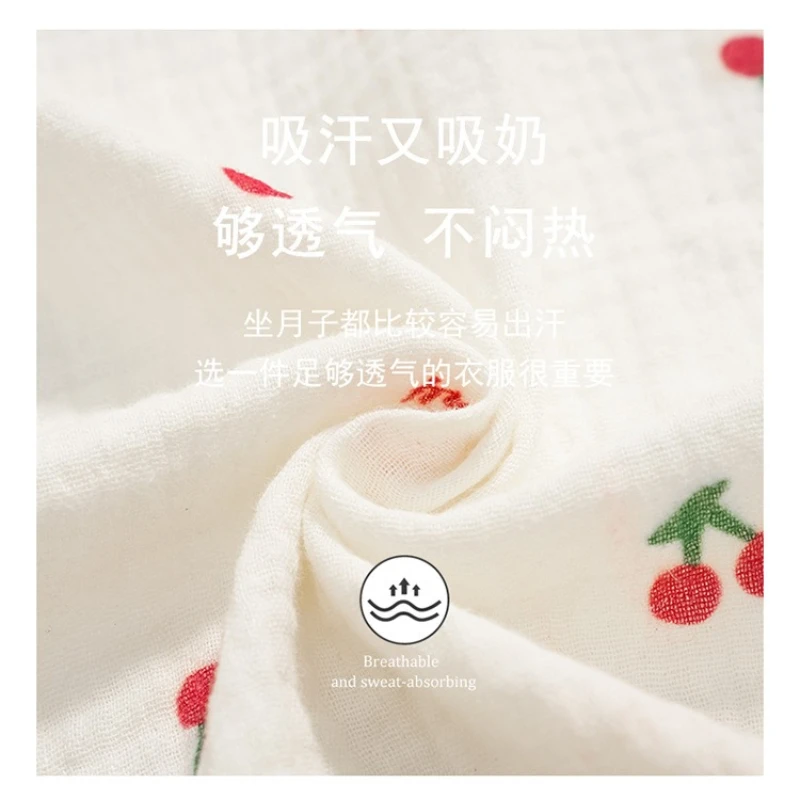 Plus Size Maternity Pajamas Set Outside Wear Women's Pure Cotton Kimono Postpartum Breastfeeding Loungewear Confinement Clothes view 5