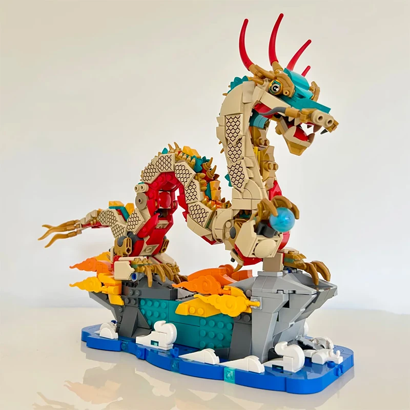 1171PCS Creative Chinese Traditional Festivals Auspicious Dragon Building Blocks Assemble Bricks Toys New Year Gift For Kids Boy