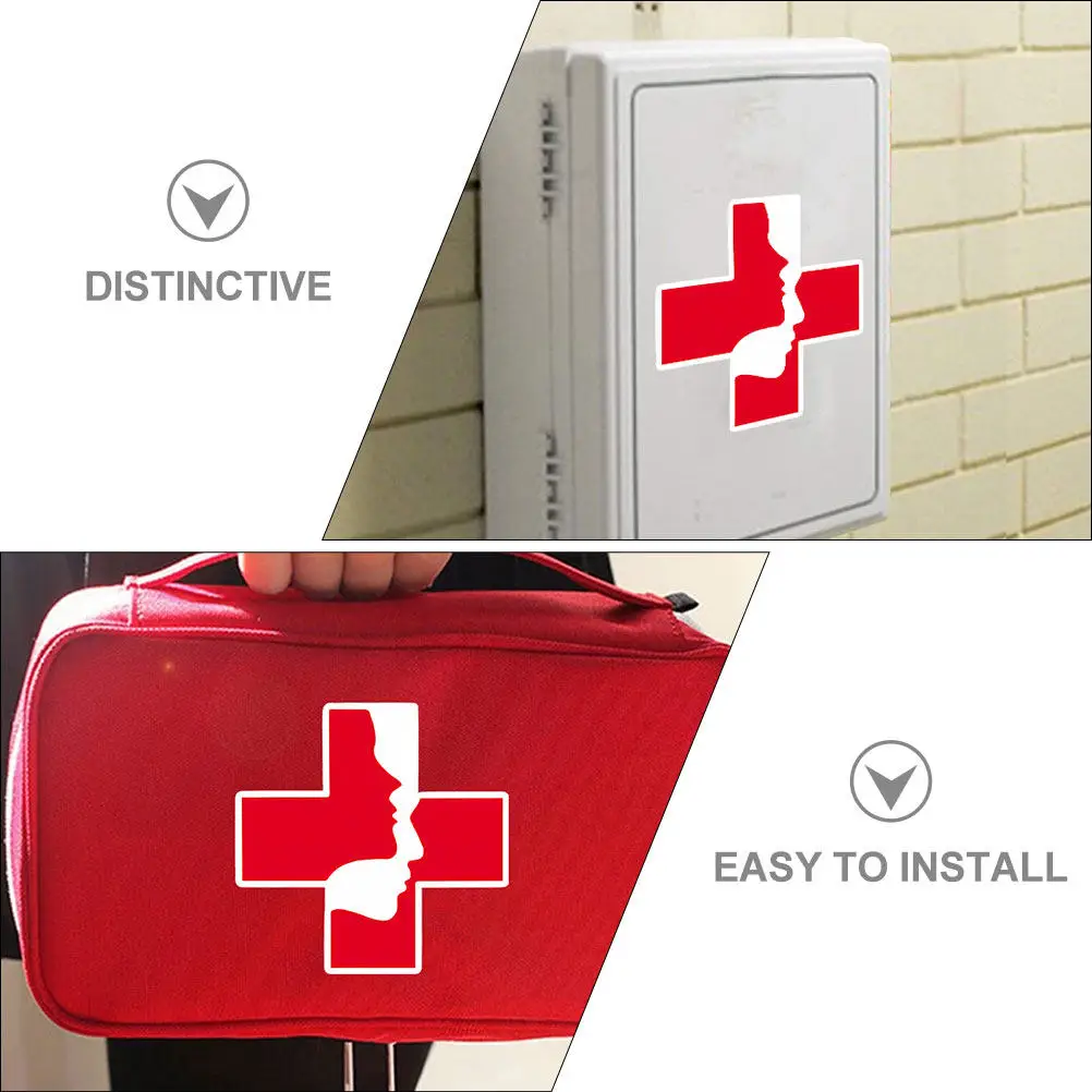 First Aid Sticker Decal Self-Adhesive PVC Symbol Emergency Sign for Hospital Clinic Community Safety Use