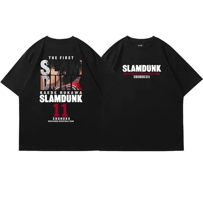 2025Anime Slam Dunk Print T-Shirt Men's Oversized Japanese Manganese Short Sleeve Fast Shipping Pure image 3