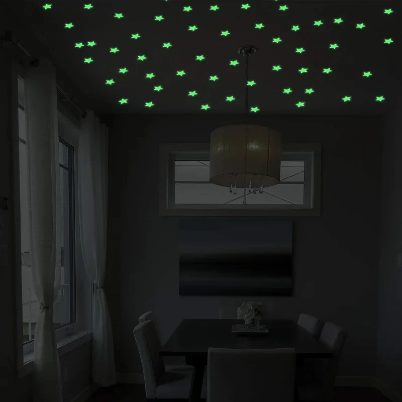 100Pcs Luminous Stickers Stars Wall Stickers Bedroom Luminous Stickers Fluorescent Three-dimensional Wall Stickers image 2