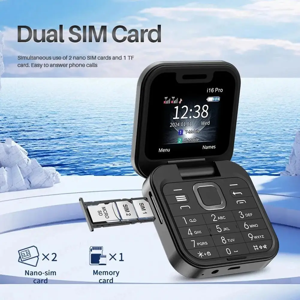 

I16pro Flip Phone FliIo14 I17pro F15mini Children Student Foldable Mobile Battery Capacity High 1000mAh Card Flip Phone Pho S1N6