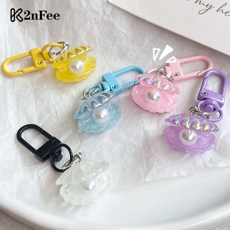 Cute Pearl Shell Keychain Pendant Keyring For Girls Backpack Accessorie Creative Gifts Charm Headphone Case Pendant