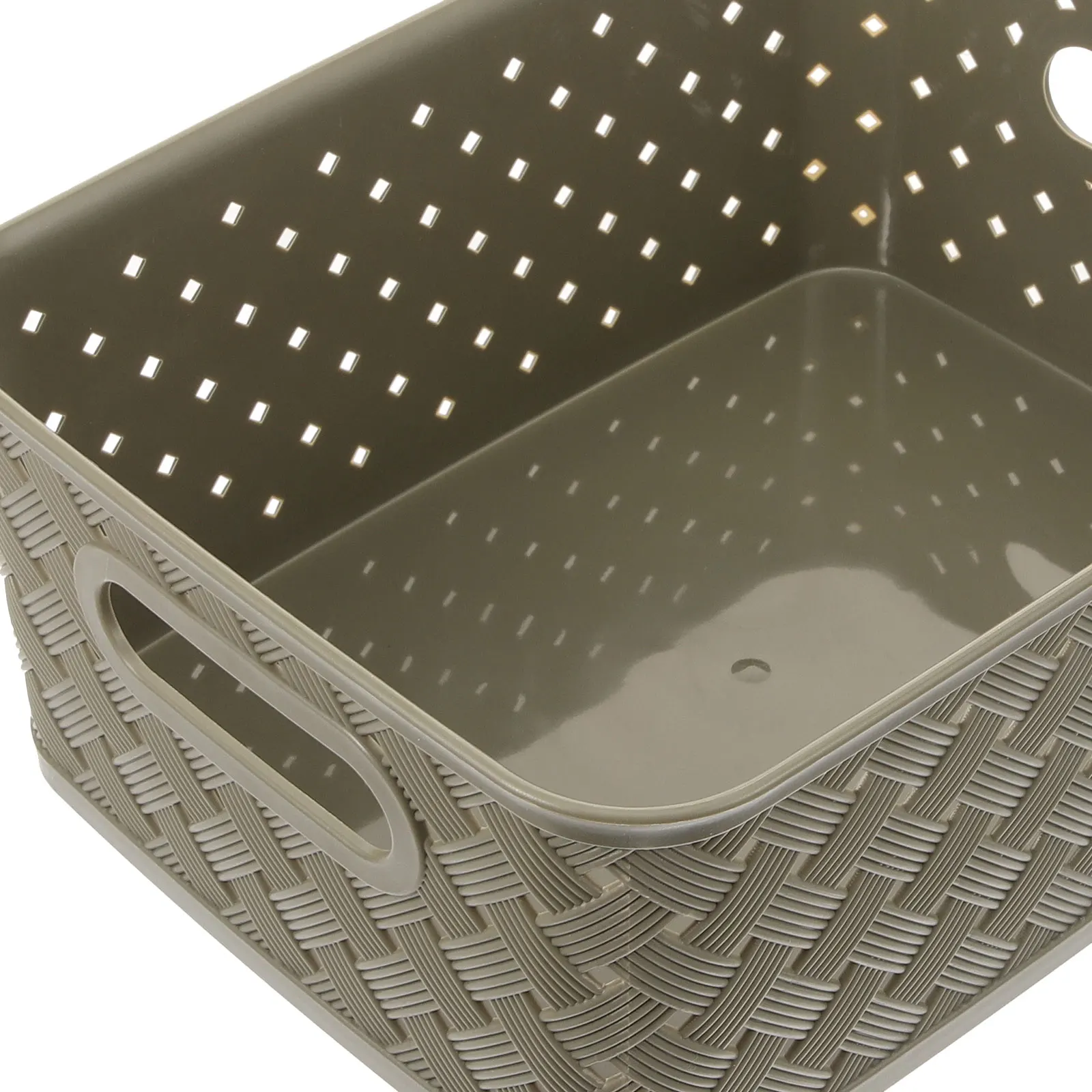 

3pcs Woven Storage Basket With Handle Desktop Organizer Household Bin Reusable Plastic Container For Small Items