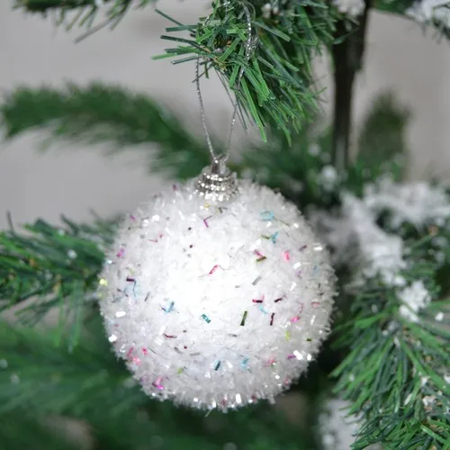 Can New year 12li Luxury Gift Boxed Silvery Cici Ball Christmas Tree Ornament 6cm