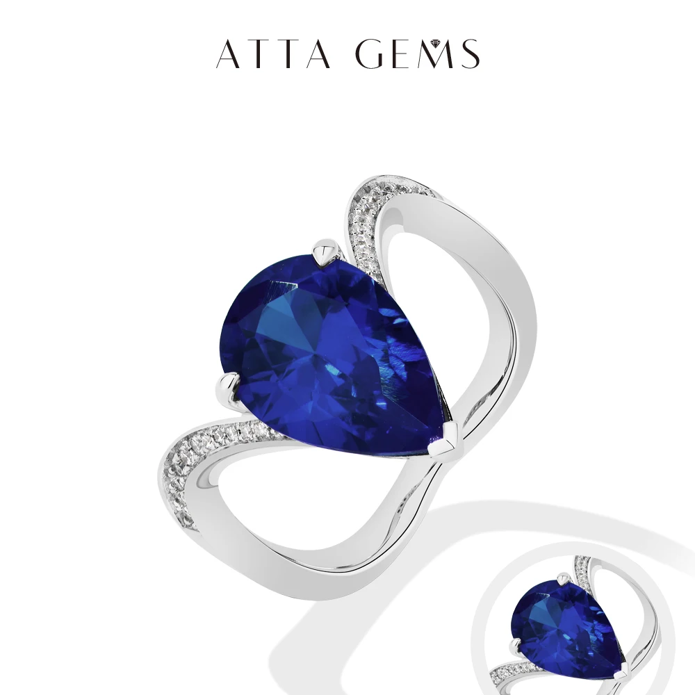 

ATTAGEMS Classic Pear cut 6CT Lab Sapphire Rings S925 Sterling Silver Lab Ruby Wedding Ring For Women Elegant Engagement Jewelry