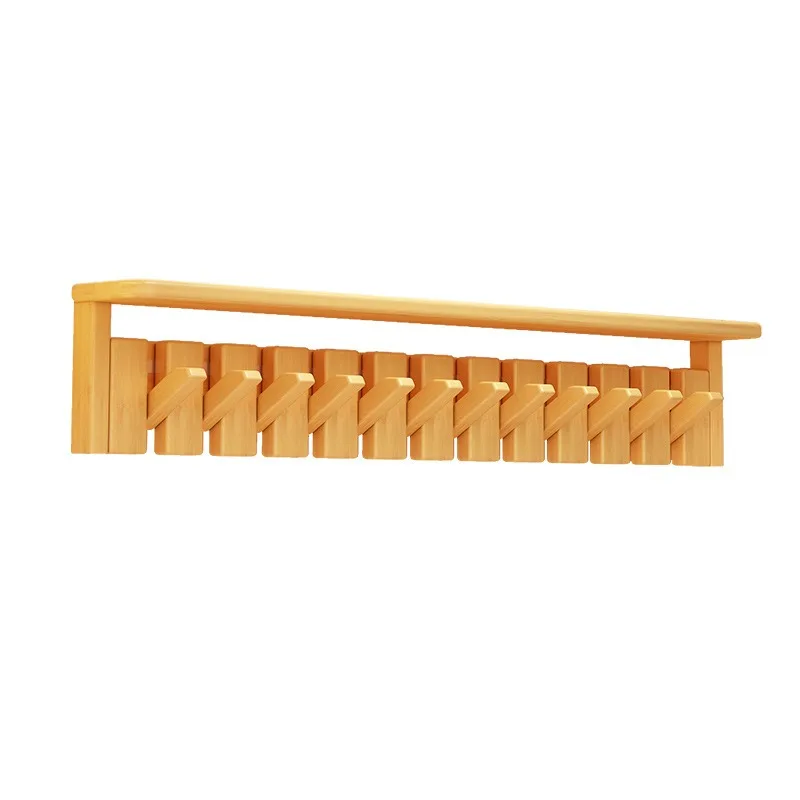 Piano Key Shape Wood Wall Mount Coat Hook Rack with Storage Shelf Entryway Clothes Hat Bag Hanging Organizer Holder