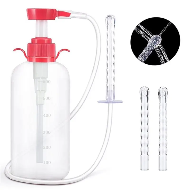 ALIM-Reusable Vaginal Douche Enema Cleaner 600 Ml Reusable Manual Pressure Anal Vaginal Cleaning System Portable Kit