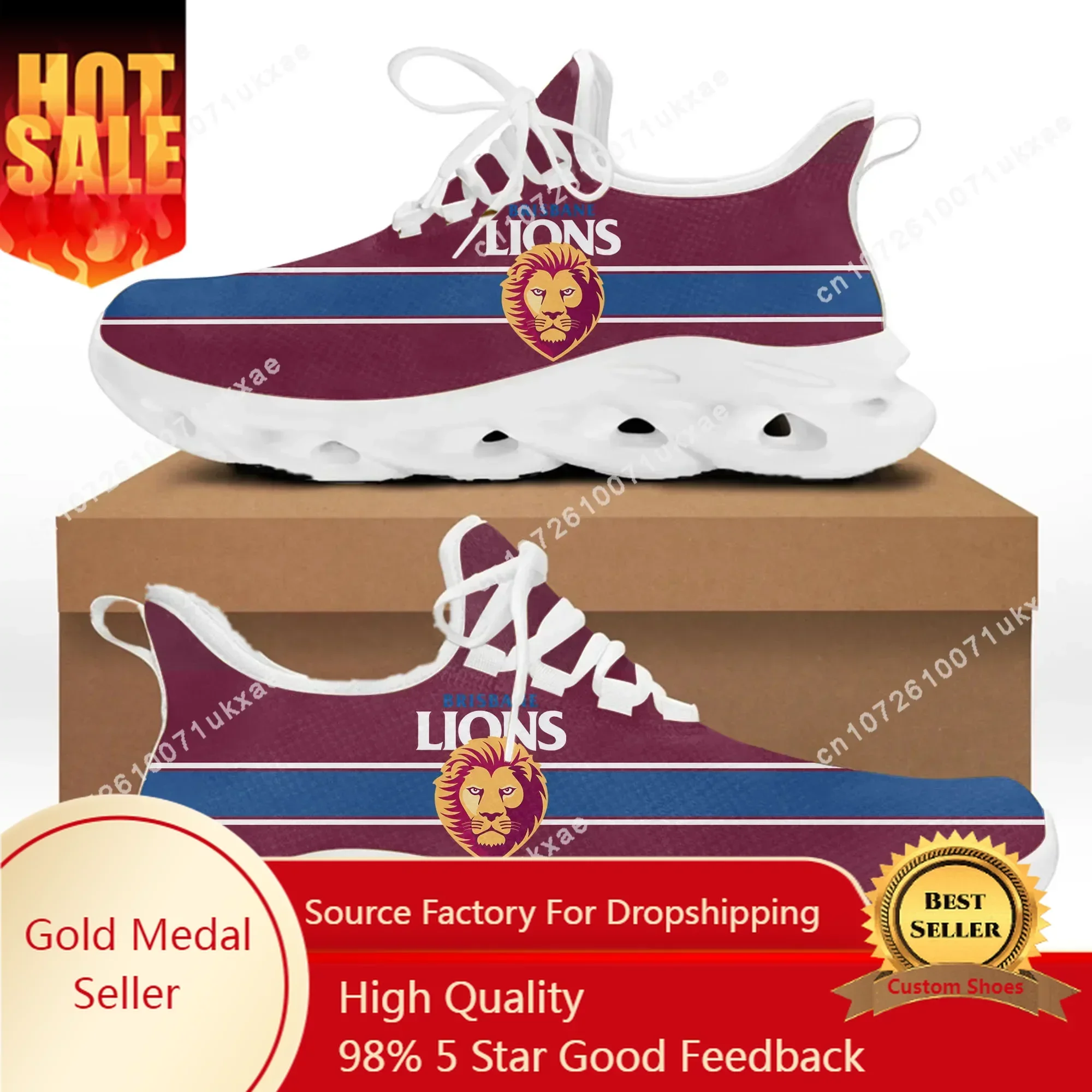 

Brisbane Lions Australian Football Flats Sneakers Mens Womens Sports Running Shoes High Quality DIY Sneaker customization Shoe