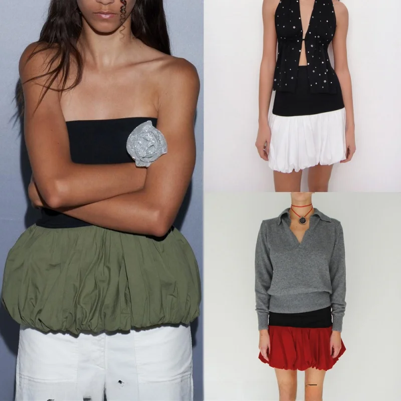 

Новая сексуальная кружевная футболка-топ для женщин с юбкой-бутоном, комбинированная, без бретелек, из хлопка, цветная, летняя, модная, женская одежда