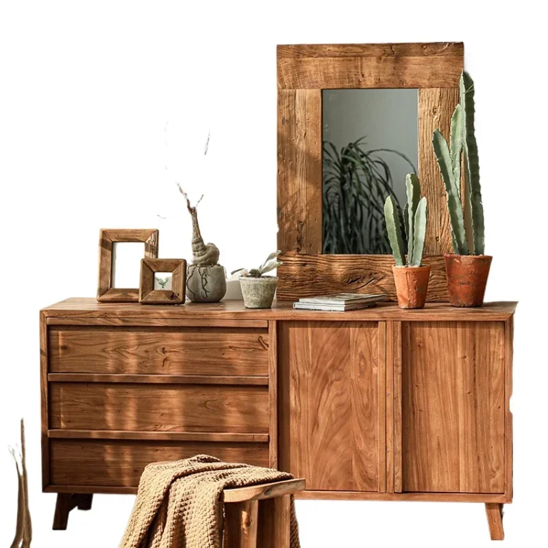 

Old elm solid wood retro old American high-end art living room entrance cabinet storage cabinet