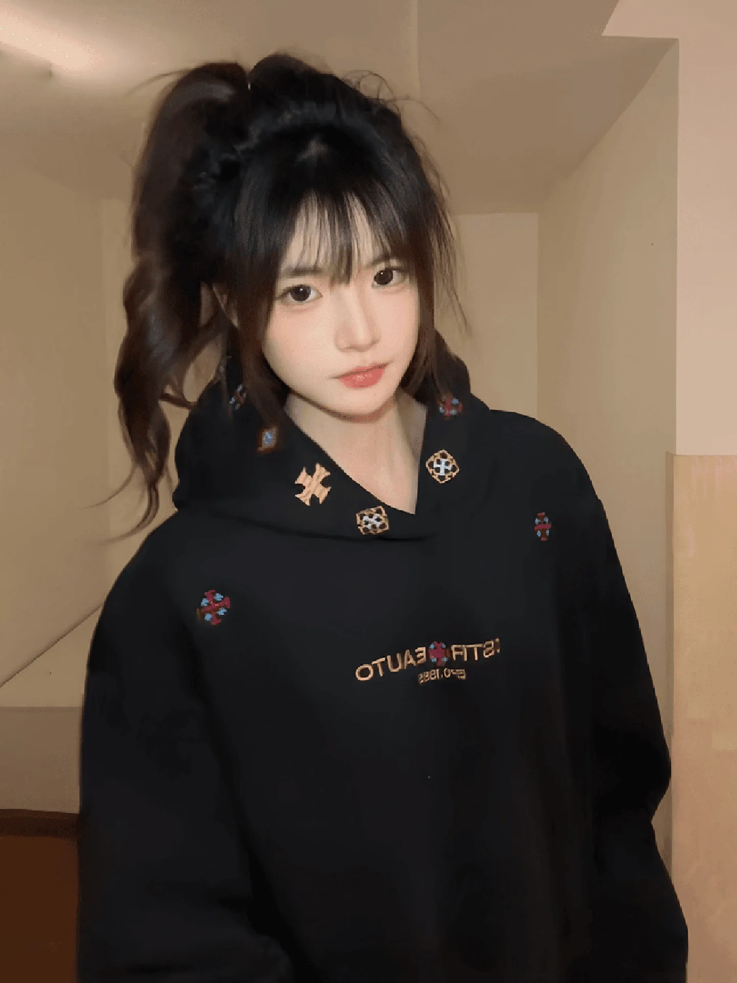 

Men's Bla Hoodie Embroidered Fce Lined Thiened Winter Jaet Casual Comfortable Breathable Sweatirt for Autumn Winter