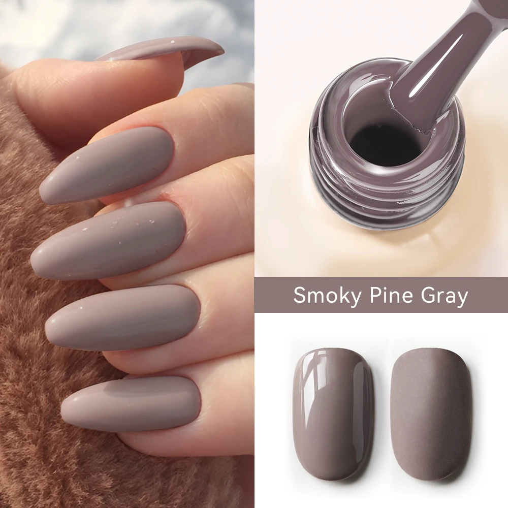 MAYCHAO Smoky Pine Gray color Gel Nail Polish 12ml Glossy Semi Permanent Soak Off UV LED Frosted Gel Nails Painting Varnish