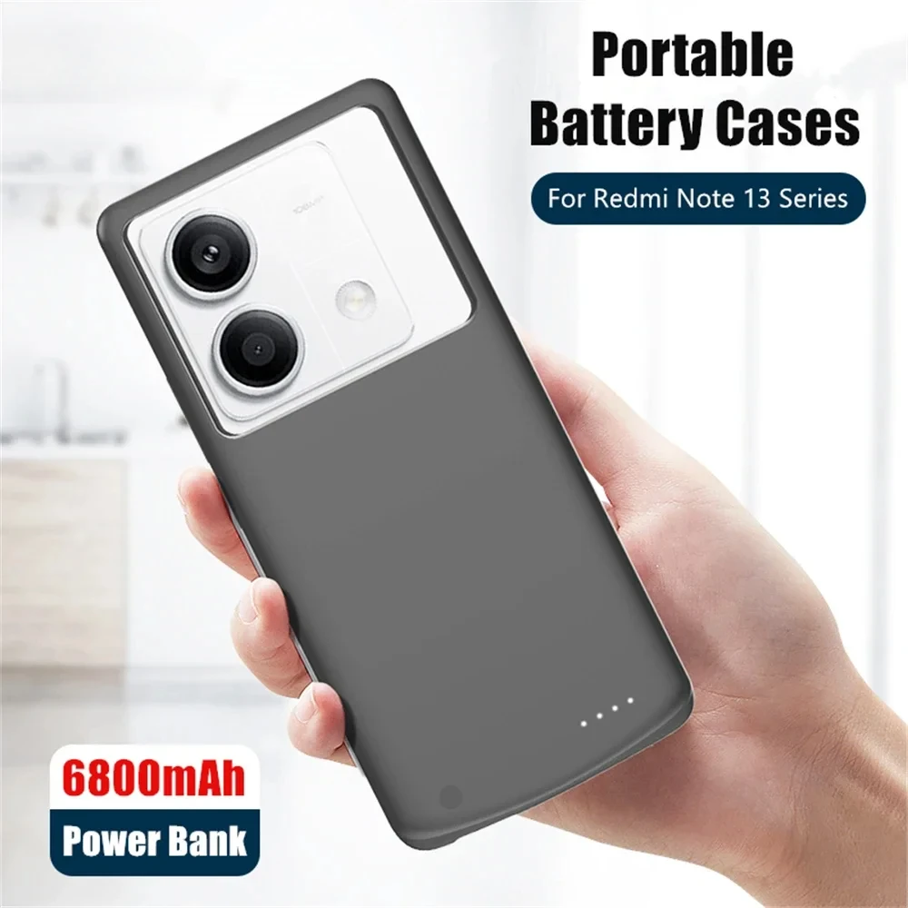 6800mAh External Battery Case for Xiaomi Redmi Note 13 Pro Note 13 Pro+ Portable Power Bank Cover Redmi Note 13 Power Case