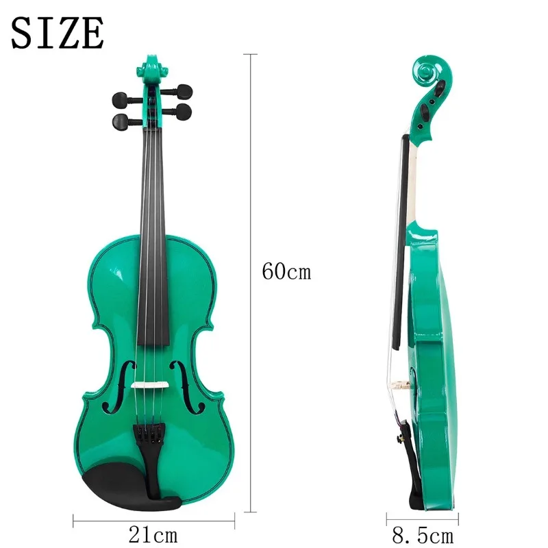 Green 4/4 Violin Set Adult Violin Popularize Solid Wood Violin Beginner Practice Adults Practice Playing The Instrument