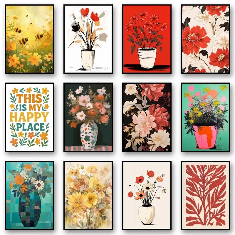 Plant Potted Watercolor Poster Family Garden Houseplant Botanical Canvas Printing Wall Art Picture for Living Room Home Decor