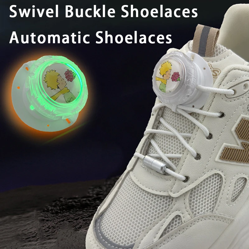1Pair Illuminated Swivel Buckle Laces Automatic Shoelaces Without ties Children Adults Sneakers Shoelace Shoe Accessories