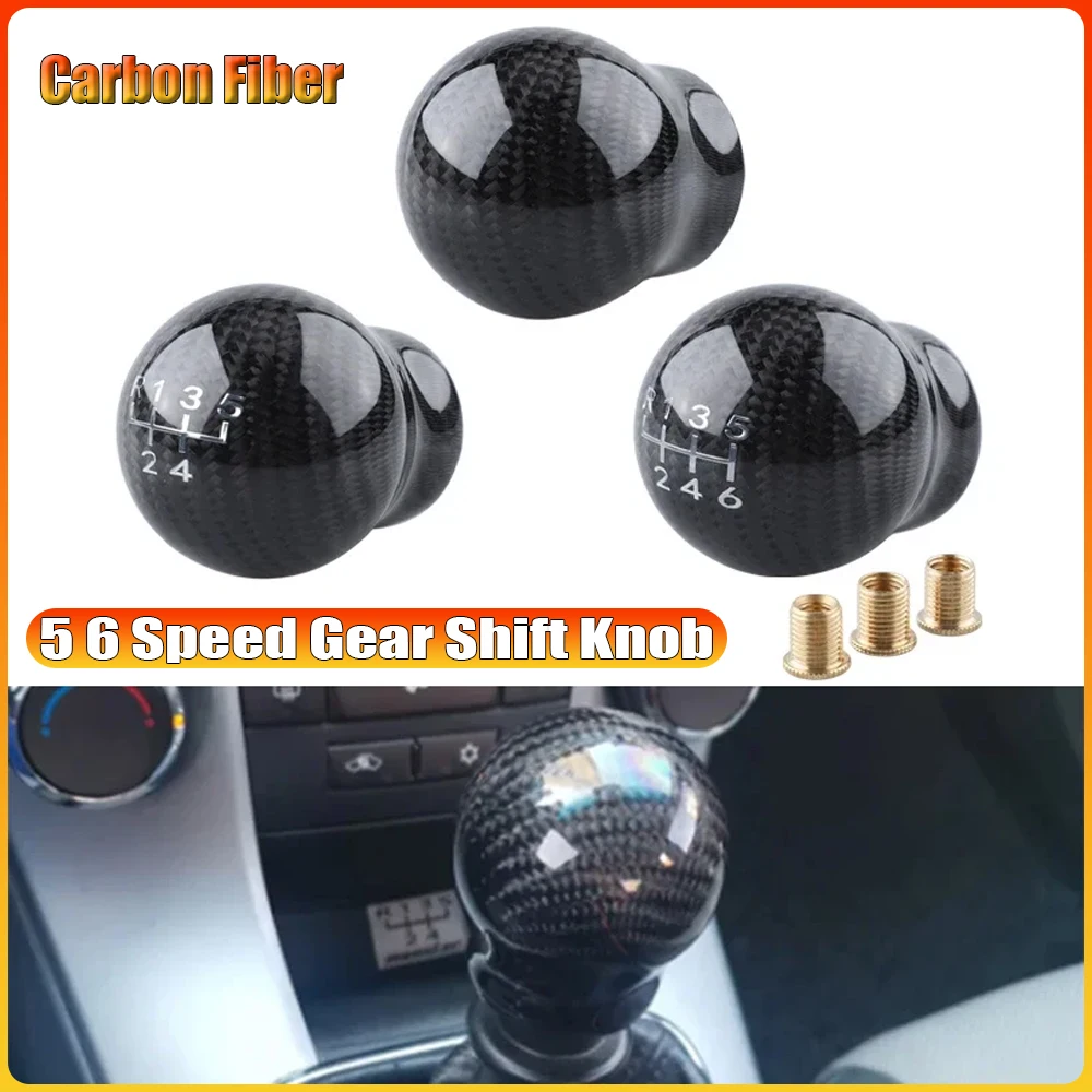 Carbon Fiber Manual Shift Knob for Enhanced Driving Feel, Universal 5/6 Speed Gear Stick Head with Included Limiter Adapter