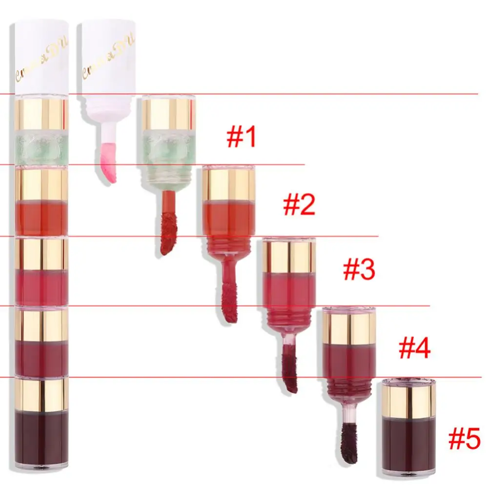 5 In 1 Matte Lipstick Kit Waterproof Nude Combination Lipgloss Long Lasting Velvet Red Show Complexion Sexy Lip Tint Cosmetic