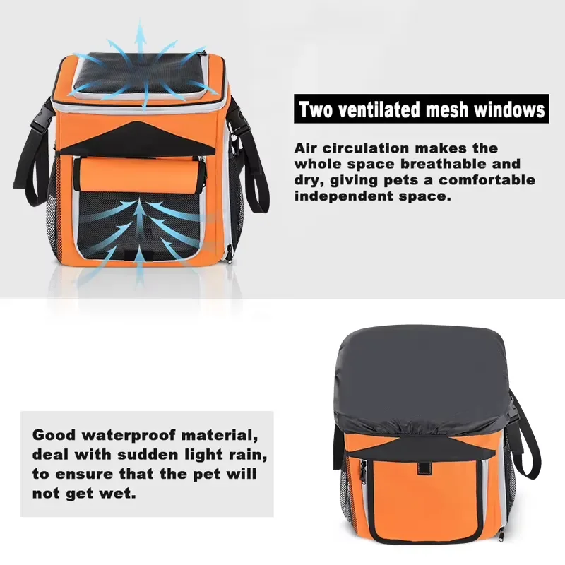 for Outdoor Travel Bike Sports Cat Dog Carrier Case Bicycle Front Dog Bag Basket Bicycle Pet Carrier with Rain Cover view 3