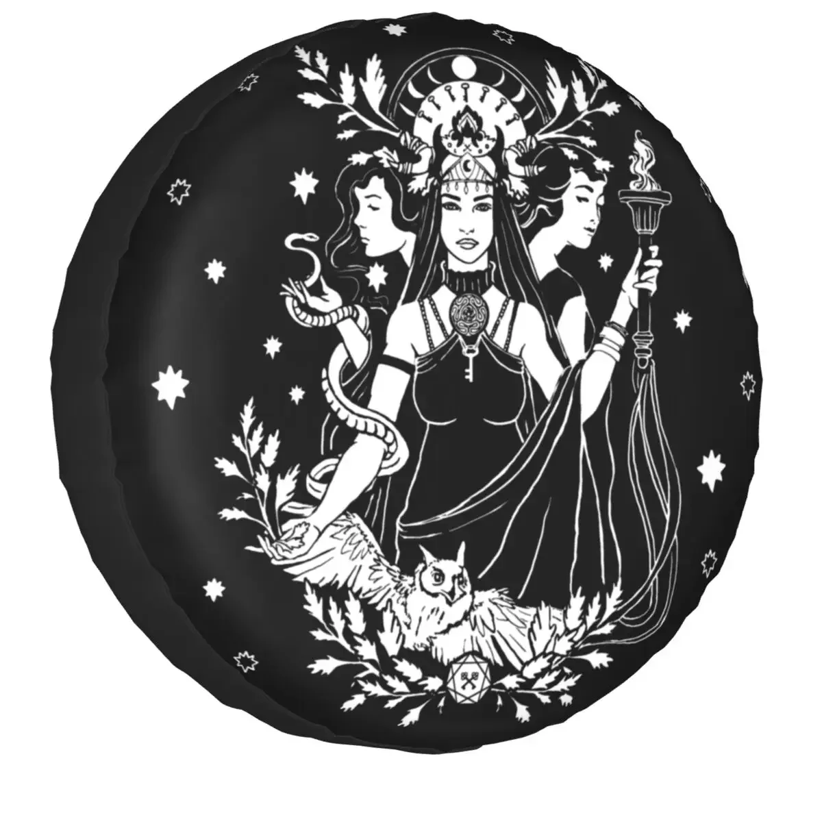 Hekate Triple Goddess Spare Wheel Cover for Jeep 4WD SUV Custom Goth Occult Halloween Witch Tire Protector 14