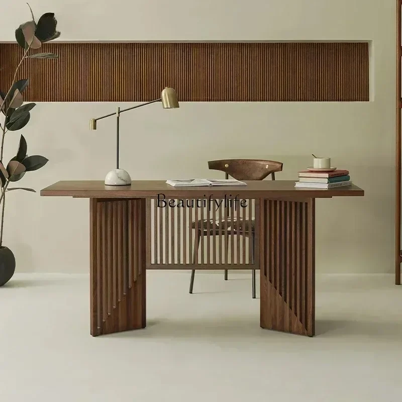 minimalist black walnut solid wood study desk household desk