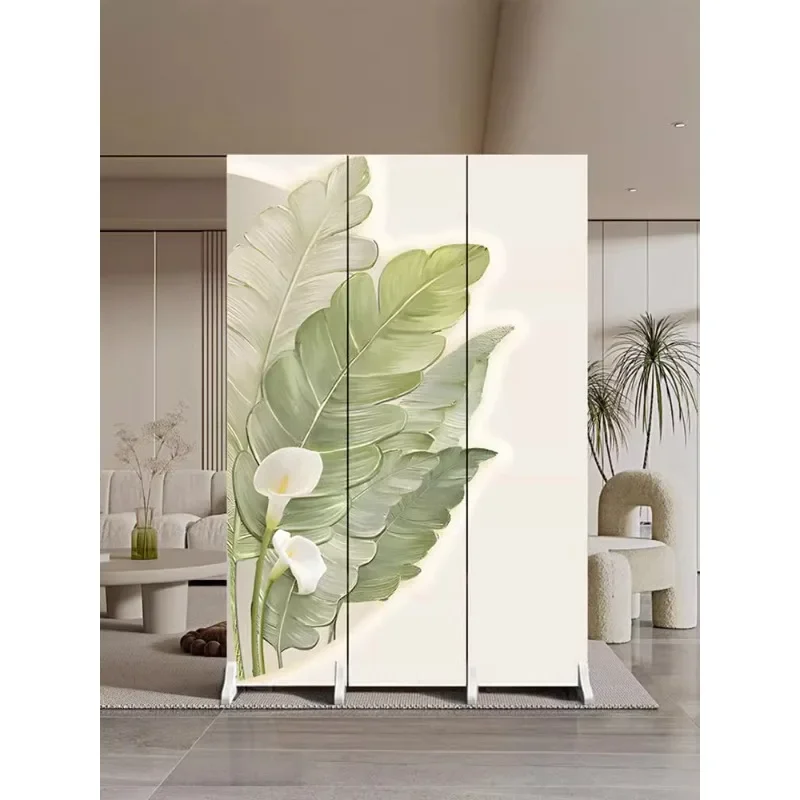 Cream screen partition living room foldable mobile door-to-door simple modern decoration simple folding screen