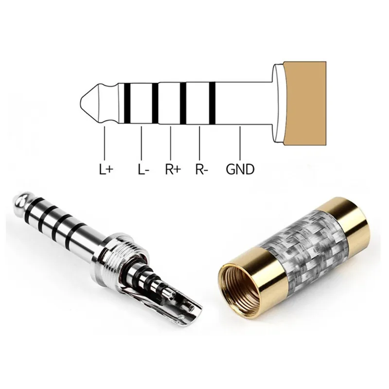 4.4 mm Jack Balance Interface Headphone Plug Audio Adapter 5 Pole 4.4mm Connector For Soldering 6.3mm Speaker Cable Carbon Fiber