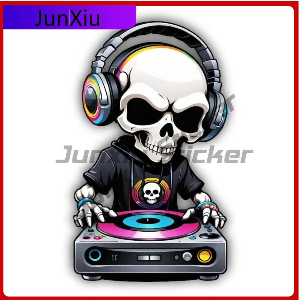 

Color Art Skeleton Dj Turntable Vinyl Sticker Dj Skull Gift Decal Accessories Stickers Motorhome Rv Caravan Camping Car Advebtur