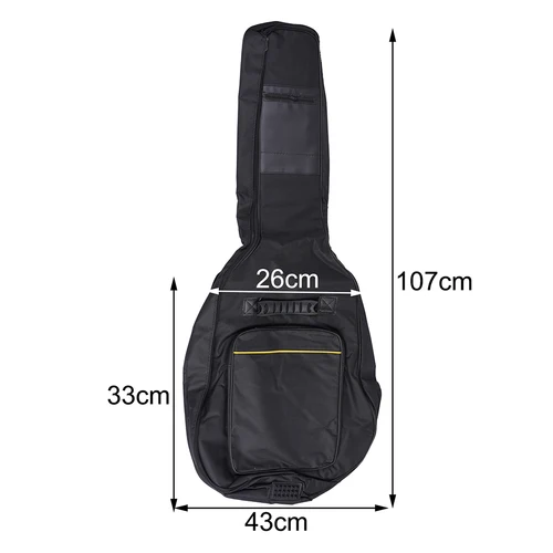 Imagen 2 del producto Mochila para guitarra de 41 pulgadas, bolsas impermeables, nailon Oxford con doble correa, funda acolchada para guitarra negra, mochilas para guitarras Gig Bas