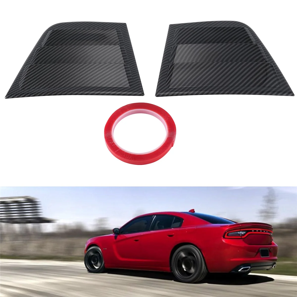 Car Exterior Side Vent Rear Side Window Panel for Dodge Warhorse 2011-2021 Blinds Full Carbon Fiber Pattern