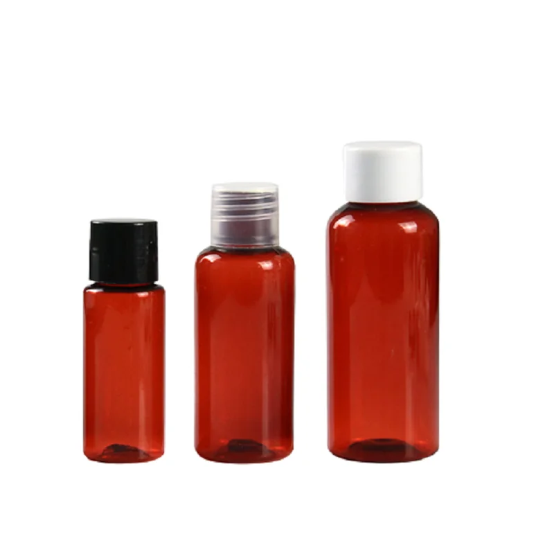 

10ml 20ml 30ml 50ml Brown Matte Plastic Filling Bottle Screw Lid Empty Cosmetic Emulsion Essential Oil Packaging Container 50pcs