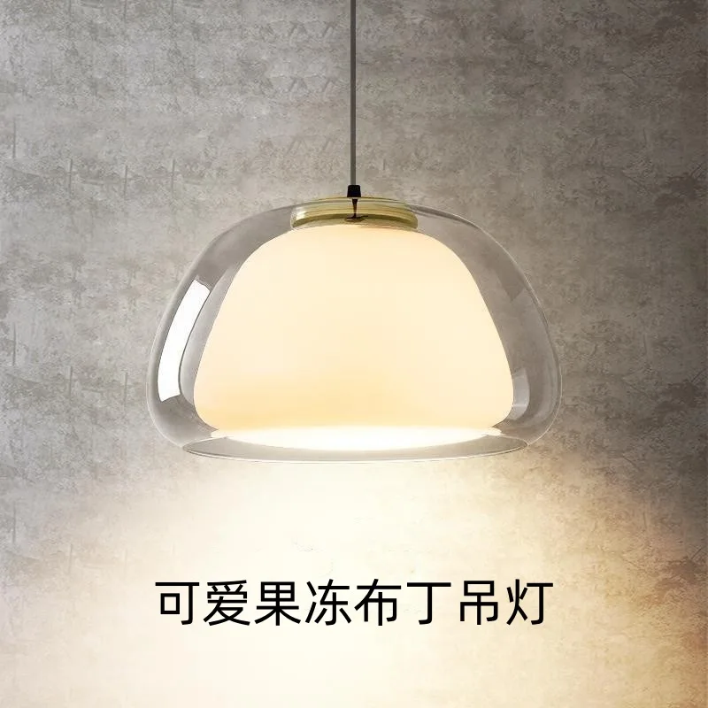 

Jelly Chandelier Corridor Entrance Restaurant Bar Creative Bedroom Cream Wind Single Head Double Glass Chandelier