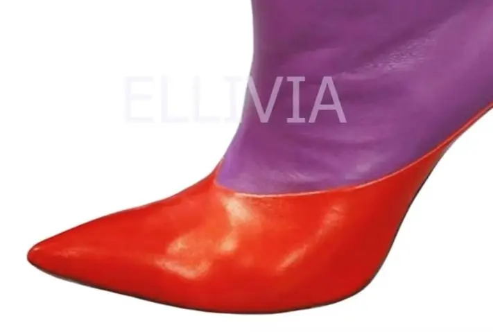 Women Color Block Pointed Toe Ankle Boots Sphere Special Shape Heel Runway Fashion Leather Short Ankle Boots Party Evening