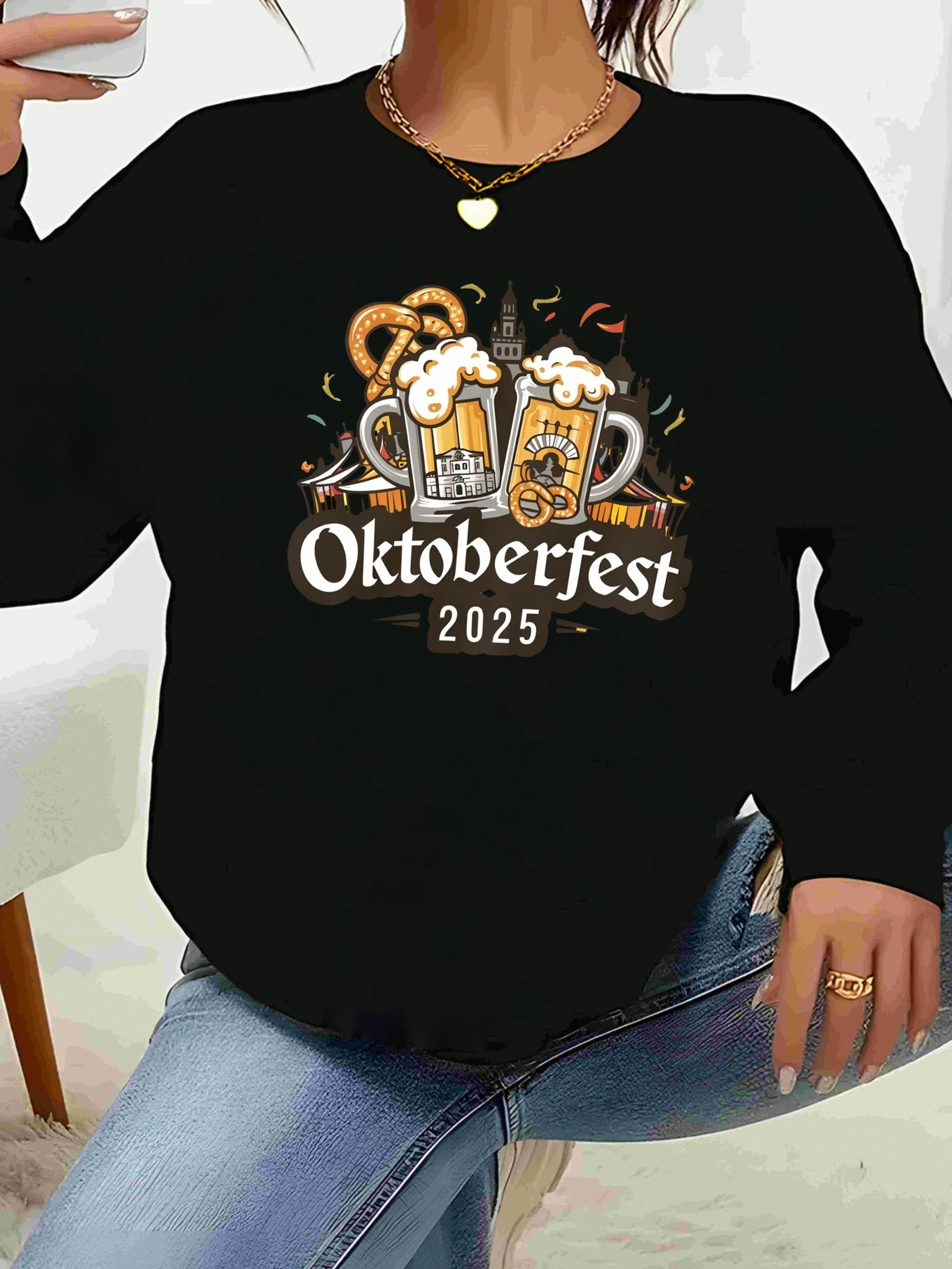 

Октоберфест 2021, пивная кружка с принтом Pretzel, топ с длинными рукавами, праздничная вечеринка, женская повседневная одежда