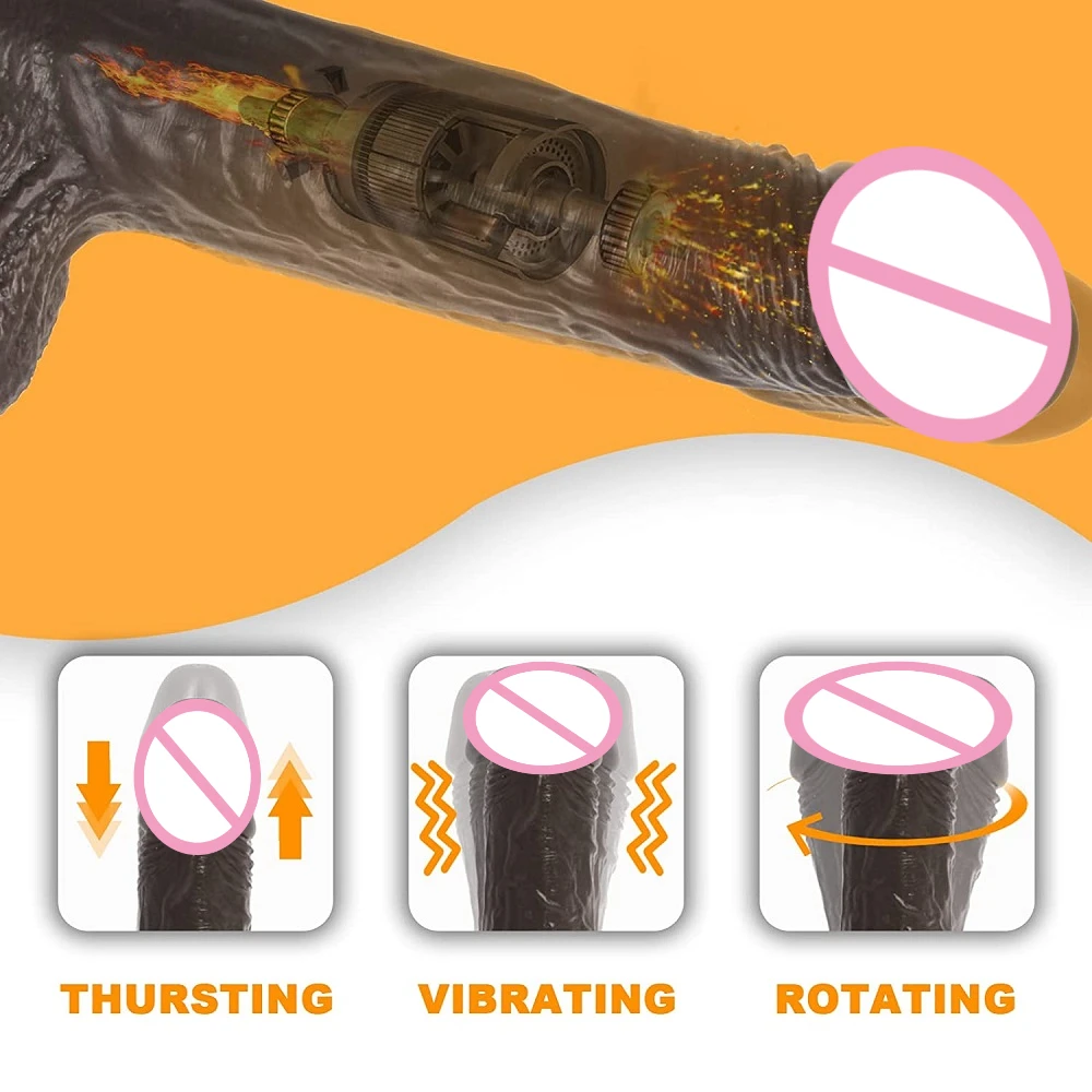 Thrusting Dildo Vibrator  with Swing&Heating Brown Realistic Dildo 10 Vibrations Strong Suction Cup for G Spot Anal Play